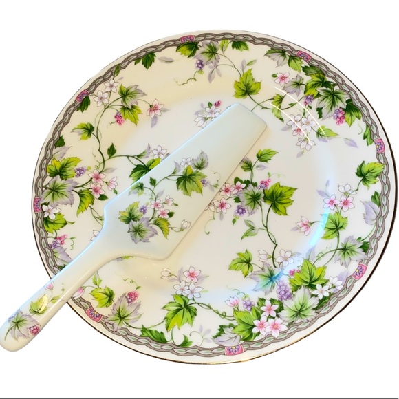 🆕-Never Used Andrea By Sadek Fine Porcelain Cake Plate/Server Set - Picture 3 of 5